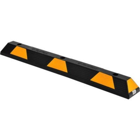GEC Global Industrial Rubber Parking Stop/Curb Block, 48inL, Black w/ Yellow Stripes 670596